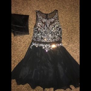 mesh middle black dress